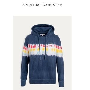 Peloton Spiritual x Gangster Tie Dye Hoodie Pullover S Blue Pink Yellow